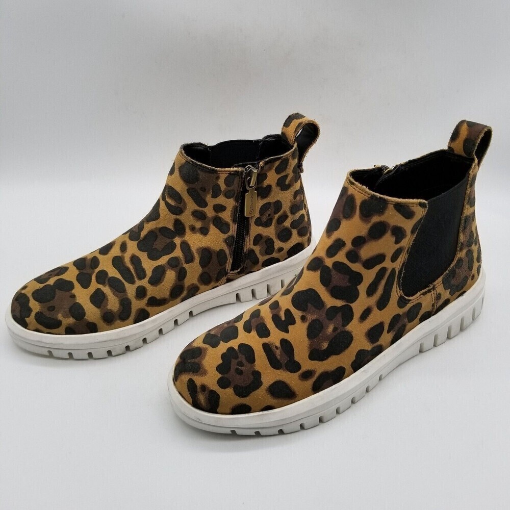 Blondo Waterproof Cheetah Leopard Print Pull On Ankle Booties Womens 5.5